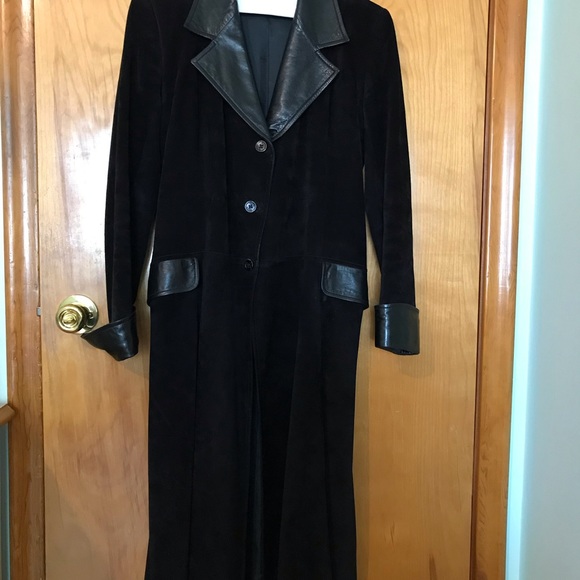 Vintage Gucci Suede & Leather Dress Coat - Picture 5 of 11
